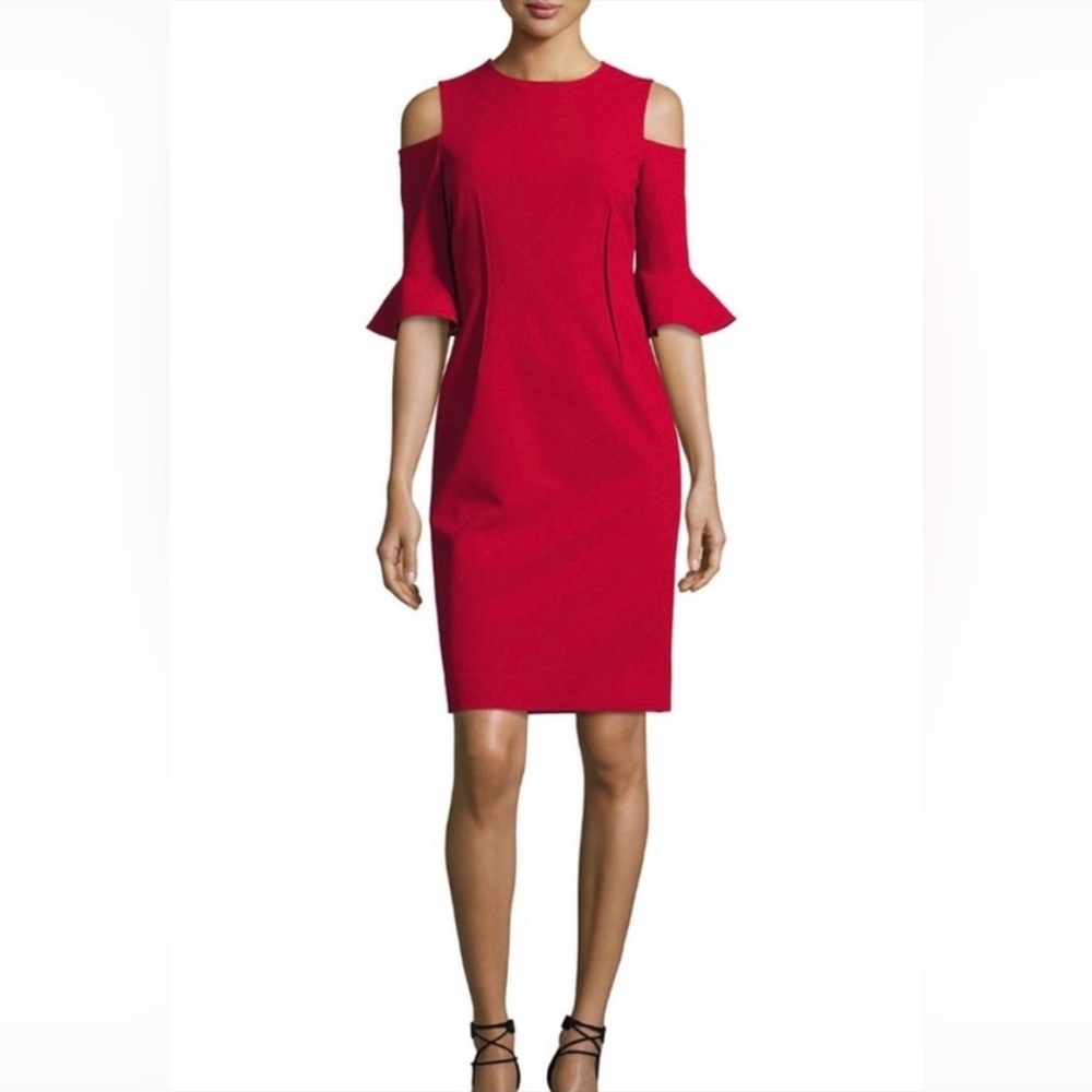 Rickie Freeman for Teri Jon Cold Shoulder Dress Size 12 Red